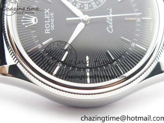 Date BP Markers Leather Real Strap Black Black on Edition Maker 50519 Sticks Dial SS Best SA3165 Cellini 0320